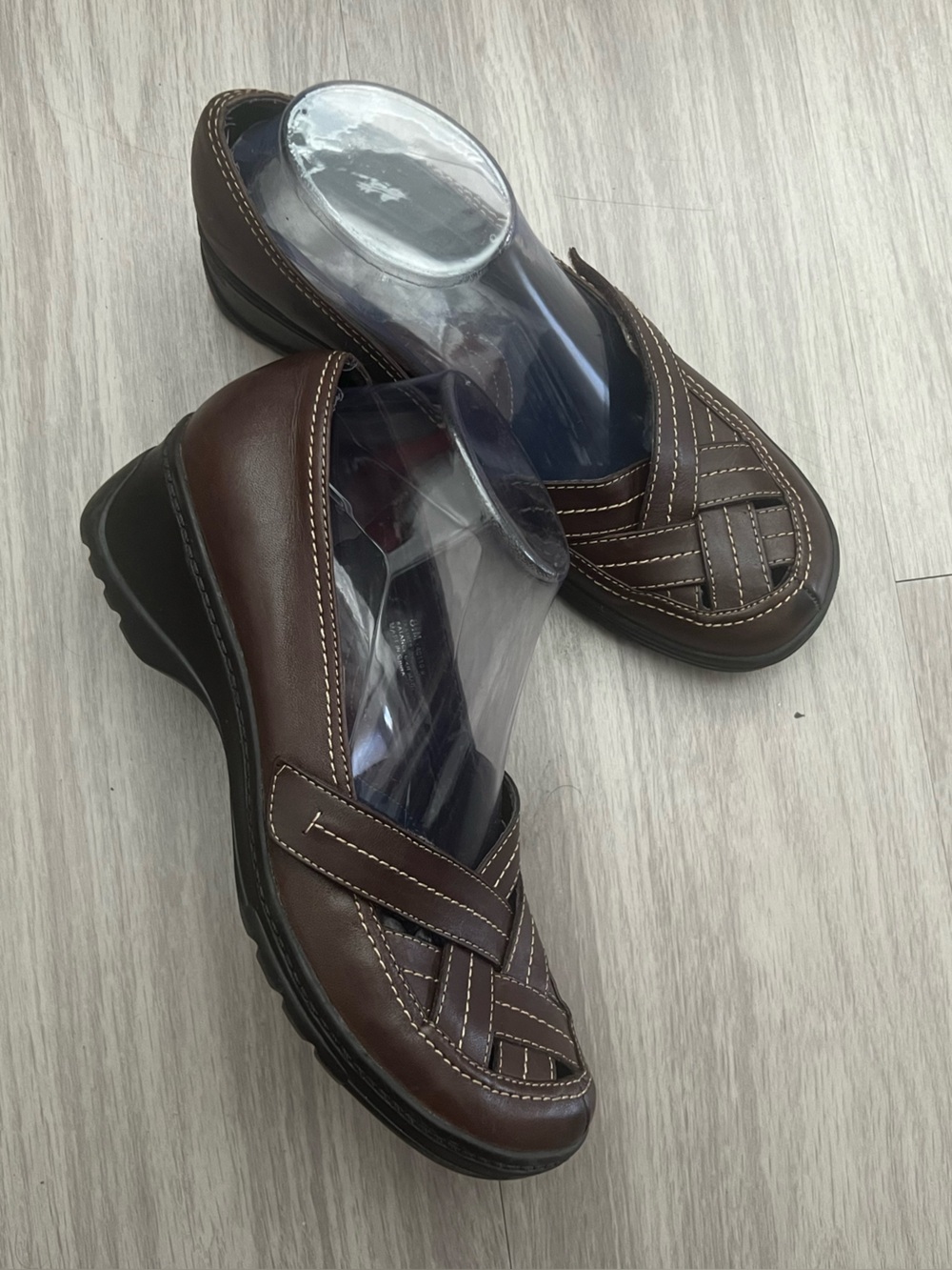 What’s What by Aerosoles Brown Leather Comfort Wedge Loafers Size 8.5M